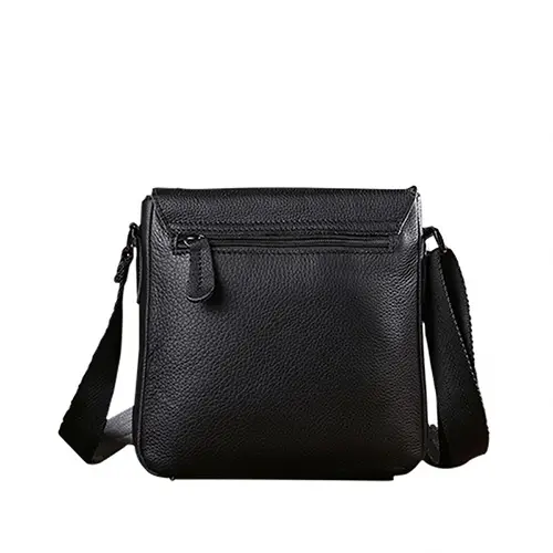 Genuine Leather Crossbody Messenger Bag with Zipper Pocket